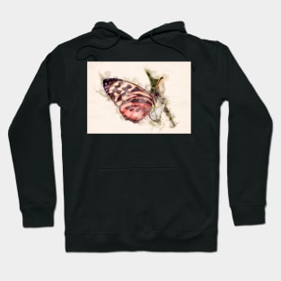 Butterfly on a Leaf in Watercolor Hoodie